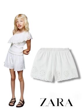 ZARA Kids White Eyelet Embroidered Shorts NWT Size 14
